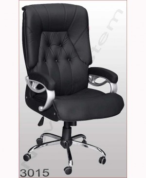 صندلی اداری مدل 3015 - نوین سیستم - دارای روکش چرم و پایه چرخدار