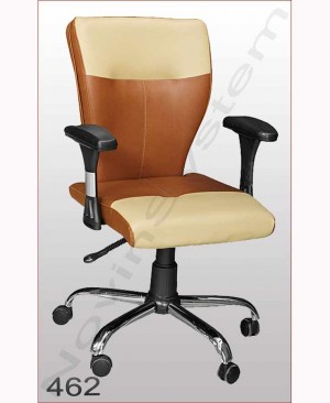 صندلی کارمندی مدل 462- نوین سیستم - دارای روکش چرم و پایه چرخدار