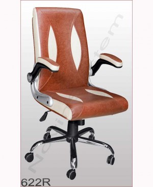 صندلی اداری مدل 622R - نوین سیستم - دارای روکش چرم و پایه چرخدار