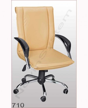صندلی اداری مدل 710 - نوین سیستم - دارای روکش چرم و پایه چرخدار