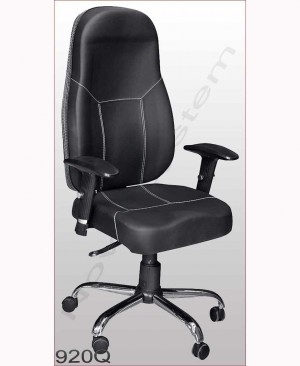 صندلی اداری مدل 920Q - نوین سیستم - دارای روکش چرم و پایه چرخدار