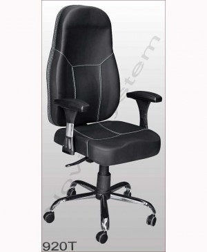صندلی اداری مدل 920T - نوین سیستم - دارای روکش چرم و پایه چرخدار